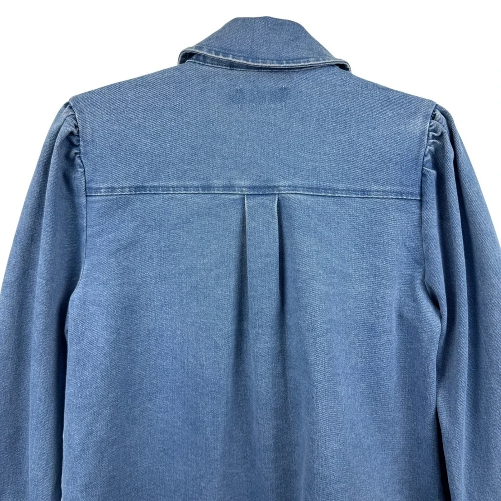 Bagatelle Collection Medium Wash Denim Puff Sleeve Snap Front Shirt Jacket‎ M